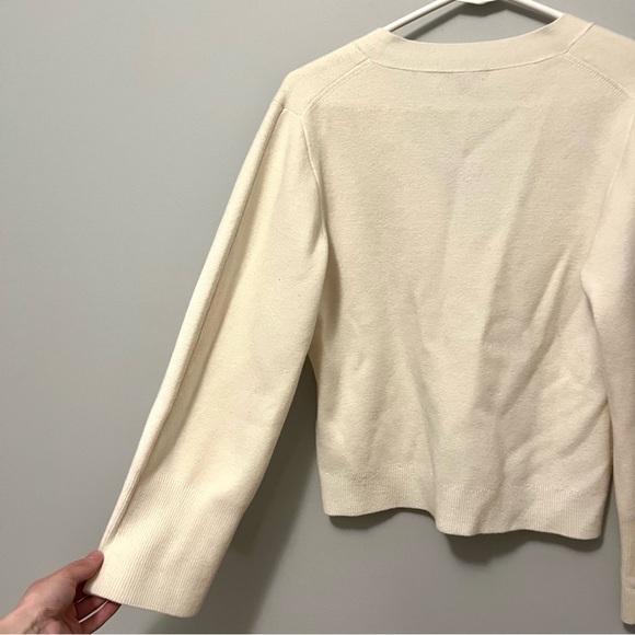 j. crew • white cream button up bell sleeve knit sweater cardigan - Picture 13 of 16